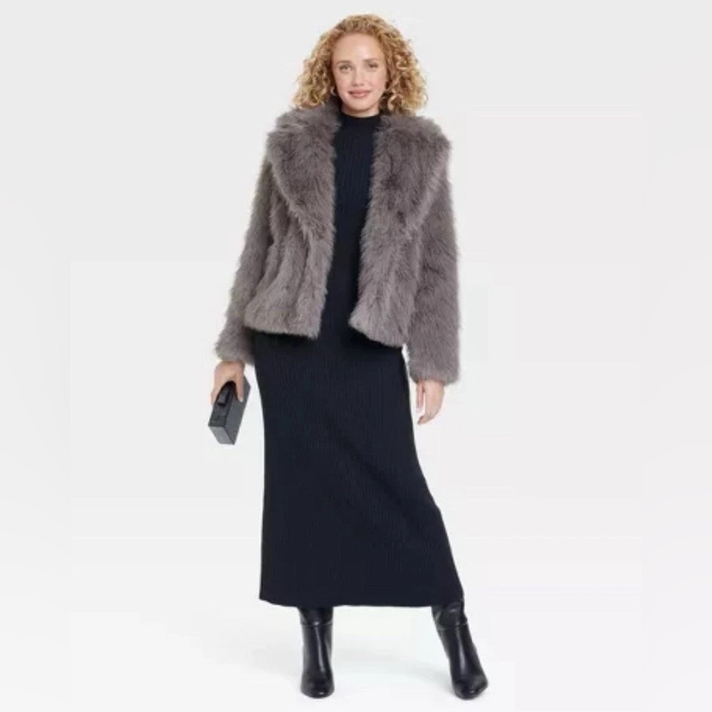 A New Day Women’s faux fur jacket Gray size Medium - Picture 2 of 3